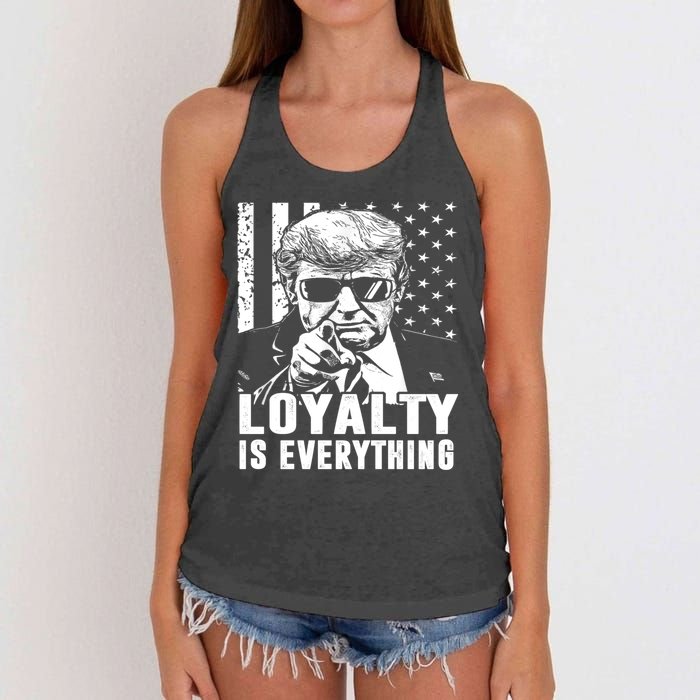 Loyalty Is Everything Trump 2024 American Flag Women's Knotted Racerback Tank