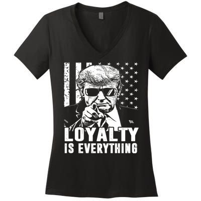 Loyalty Is Everything Trump 2024 American Flag Women's V-Neck T-Shirt