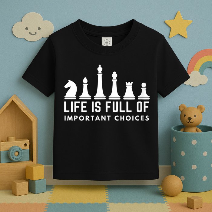 Life Is Full Of Important Choices Funny Chess Game Men Toddler T-Shirt