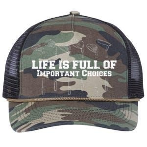 Life Is Full Of Important Choices Game Golf Course Retro Rope Trucker Hat Cap