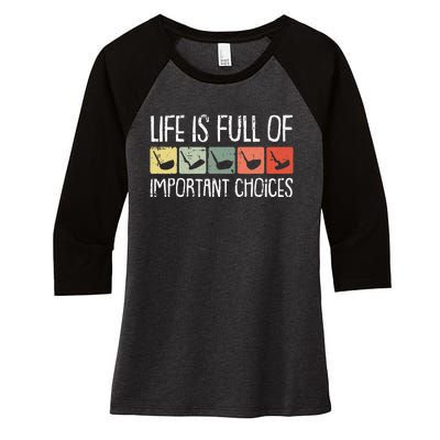 Life Is Full Of Important Choices Golf Club Golfing Golfer Women's Tri-Blend 3/4-Sleeve Raglan Shirt