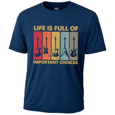 Life Is Full Of Important Choices Funny Guitar Vintage Retro Performance Shirt