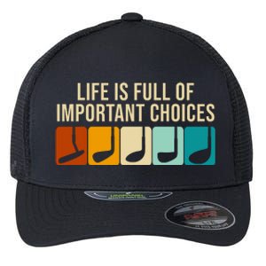 Life Is Full Of Important Choices Retro Golf Flexfit Unipanel Trucker Cap