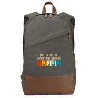 Life Is Full Of Important Choices Retro Golf Cotton Canvas Backpack