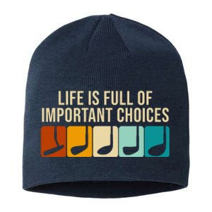 Life Is Full Of Important Choices Retro Golf Sustainable Beanie