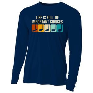 Life Is Full Of Important Choices Retro Golf Cooling Performance Long Sleeve Crew