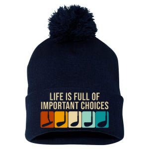 Life Is Full Of Important Choices Retro Golf Pom Pom 12in Knit Beanie