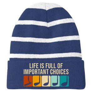 Life Is Full Of Important Choices Retro Golf Striped Beanie with Solid Band