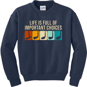 Life Is Full Of Important Choices Retro Golf Kids Sweatshirt