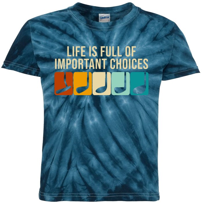 Life Is Full Of Important Choices Retro Golf Kids Tie-Dye T-Shirt