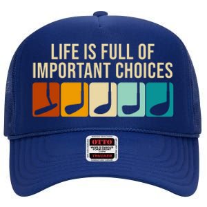 Life Is Full Of Important Choices Retro Golf High Crown Mesh Back Trucker Hat