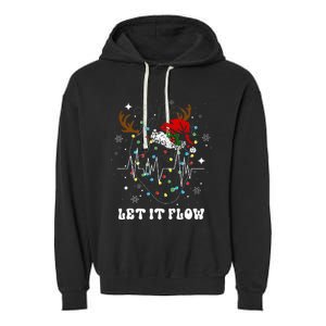 Let It Flow Anatomy Heart Cardiac Nurse Santa Hat Xmas Garment-Dyed Fleece Hoodie