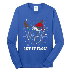 Let It Flow Anatomy Heart Cardiac Nurse Santa Hat Xmas Tall Long Sleeve T-Shirt