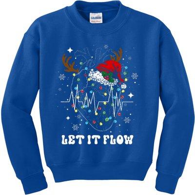 Let It Flow Anatomy Heart Cardiac Nurse Santa Hat Xmas Kids Sweatshirt