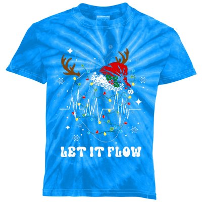 Let It Flow Anatomy Heart Cardiac Nurse Santa Hat Xmas Kids Tie-Dye T-Shirt