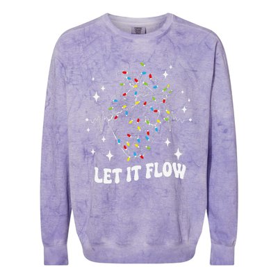 Let It Flow Anatomy Heart Cardiac Nurse Santa Hat Xmas Funny Colorblast Crewneck Sweatshirt