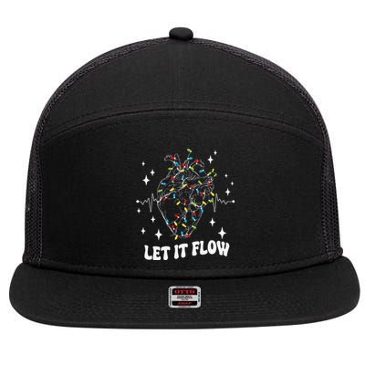 Let It Flow Anatomy Heart Cardiac Nurse Santa Hat Xmas Funny 7 Panel Mesh Trucker Snapback Hat