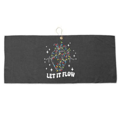 Let It Flow Anatomy Heart Cardiac Nurse Santa Hat Xmas Funny Large Microfiber Waffle Golf Towel