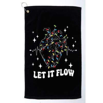 Let It Flow Anatomy Heart Cardiac Nurse Santa Hat Xmas Funny Platinum Collection Golf Towel