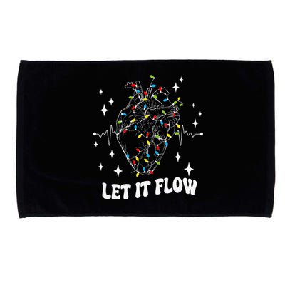 Let It Flow Anatomy Heart Cardiac Nurse Santa Hat Xmas Funny Microfiber Hand Towel