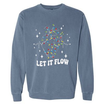 Let It Flow Anatomy Heart Cardiac Nurse Santa Hat Xmas Funny Garment-Dyed Sweatshirt