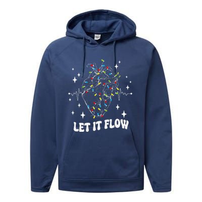 Let It Flow Anatomy Heart Cardiac Nurse Santa Hat Xmas Funny Performance Fleece Hoodie