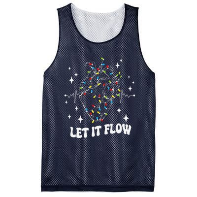 Let It Flow Anatomy Heart Cardiac Nurse Santa Hat Xmas Funny Mesh Reversible Basketball Jersey Tank