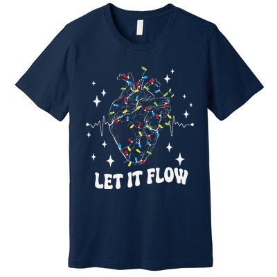 Let It Flow Anatomy Heart Cardiac Nurse Santa Hat Xmas Funny Premium T-Shirt