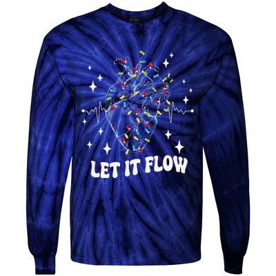 Let It Flow Anatomy Heart Cardiac Nurse Santa Hat Xmas Funny Tie-Dye Long Sleeve Shirt