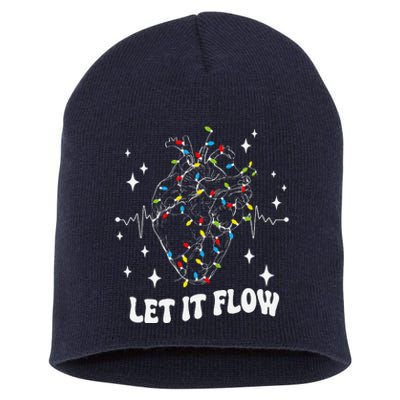 Let It Flow Anatomy Heart Cardiac Nurse Santa Hat Xmas Funny Short Acrylic Beanie