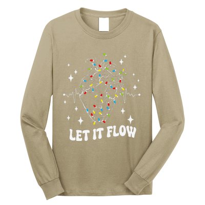 Let It Flow Anatomy Heart Cardiac Nurse Santa Hat Xmas Funny Long Sleeve Shirt