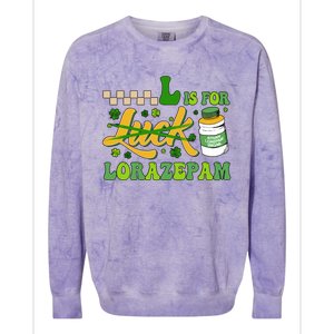 L Is For Lorazepam Retro Nurse Nursing Hospital Saint Patrick's Day Colorblast Crewneck Sweatshirt