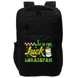 L Is For Lorazepam Retro Nurse Nursing Hospital Saint Patrick's Day Impact Tech Backpack