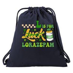 L Is For Lorazepam Retro Nurse Nursing Hospital Saint Patrick's Day Drawstring Bag