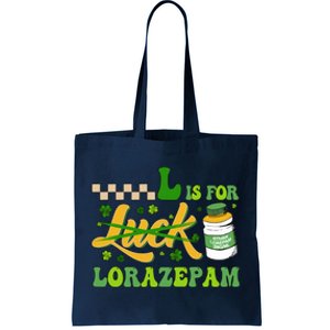 L Is For Lorazepam Retro Nurse Nursing Hospital Saint Patrick's Day Tote Bag