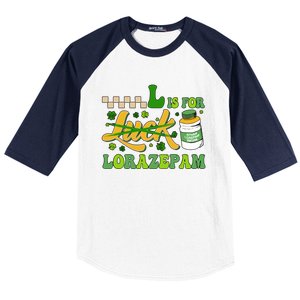 L Is For Lorazepam Retro Nurse Nursing Hospital Saint Patrick's Day Baseball Sleeve Shirt