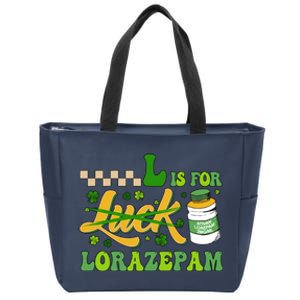 L Is For Lorazepam Retro Nurse Nursing Hospital Saint Patrick's Day Zip Tote Bag