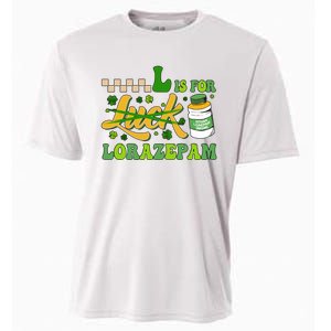 L Is For Lorazepam Retro Nurse Nursing Hospital Saint Patrick's Day Cooling Performance Crew T-Shirt