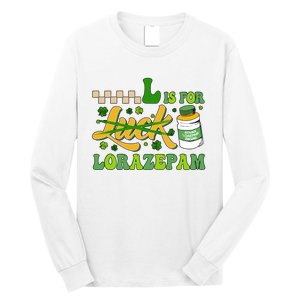 L Is For Lorazepam Retro Nurse Nursing Hospital Saint Patrick's Day Long Sleeve Shirt