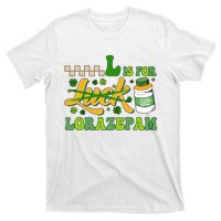 L Is For Lorazepam Retro Nurse Nursing Hospital Saint Patrick's Day T-Shirt