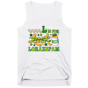 L Is For Lorazepam Retro Nurse Nursing Hospital Saint Patrick's Day Tank Top