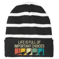 Life Is Full Of Important Choices Vintage Golf Golfer Striped Beanie with Solid Band