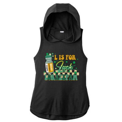 L Is For Lorazepam St Patrick's Day Nurse Pharmacist Crna Ladies PosiCharge Tri-Blend Wicking Draft Hoodie Tank