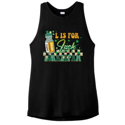 L Is For Lorazepam St Patrick's Day Nurse Pharmacist Crna Ladies PosiCharge Tri-Blend Wicking Tank