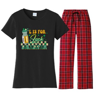 L Is For Lorazepam St Patrick's Day Nurse Pharmacist Crna Women's Flannel Pajama Set