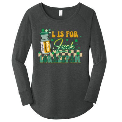 L Is For Lorazepam St Patrick's Day Nurse Pharmacist Crna Women's Perfect Tri Tunic Long Sleeve Shirt