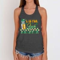 L Is For Lorazepam St Patrick's Day Nurse Pharmacist Crna Women's Knotted Racerback Tank