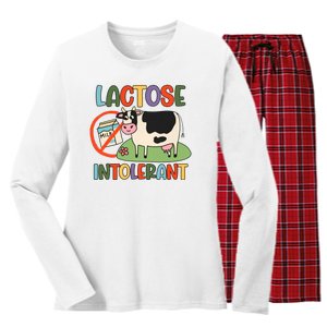 Lactose Intolerant Funny Sarcastic Meme Women's Long Sleeve Flannel Pajama Set 