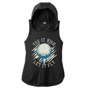 Let it Fly Distressed Golf Ladies PosiCharge Tri-Blend Wicking Draft Hoodie Tank