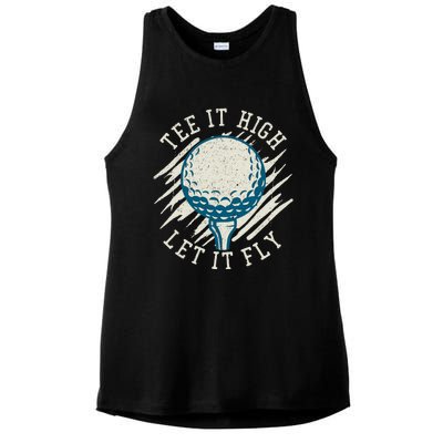 Let it Fly Distressed Golf Ladies PosiCharge Tri-Blend Wicking Tank